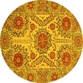 thumbnail image 1 of Ahgly Company Machine Washable Indoor Round Abstract Yellow Modern Area Rugs, 5' Round, 1 of 4