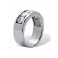 thumbnail image 2 of PalmBeach Jewelry 1.75 TCW Round Cubic Zirconia Stainless Steel 5-Stone Ring, 2 of 6