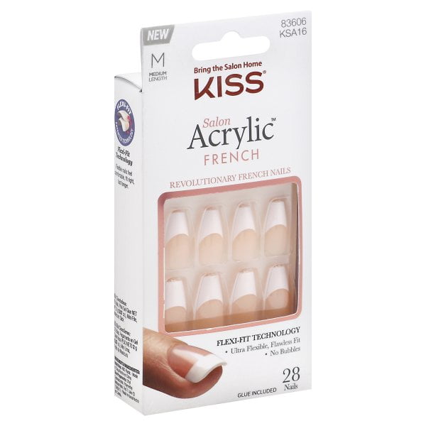 KISS Salon Acrylic Nails French Medium Length, 28 ea - Walmart.com ...