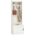 thumbnail image 1 of HOMCOM Arbre d'Entrée Rustique avec Banc de Rangement pour Chaussures et Portemanteau, Blanc, 1 of 10