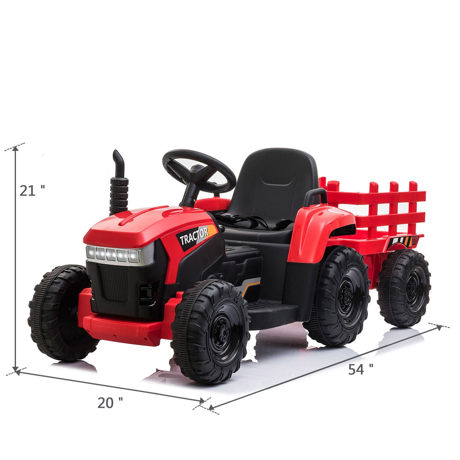 Veryke Pink 12 V Electric Tractor Powered Ride-On with Detachable Trailer Veryke Pink 12 V Electric Tractor Powered Ride-On with Detachable Trailer