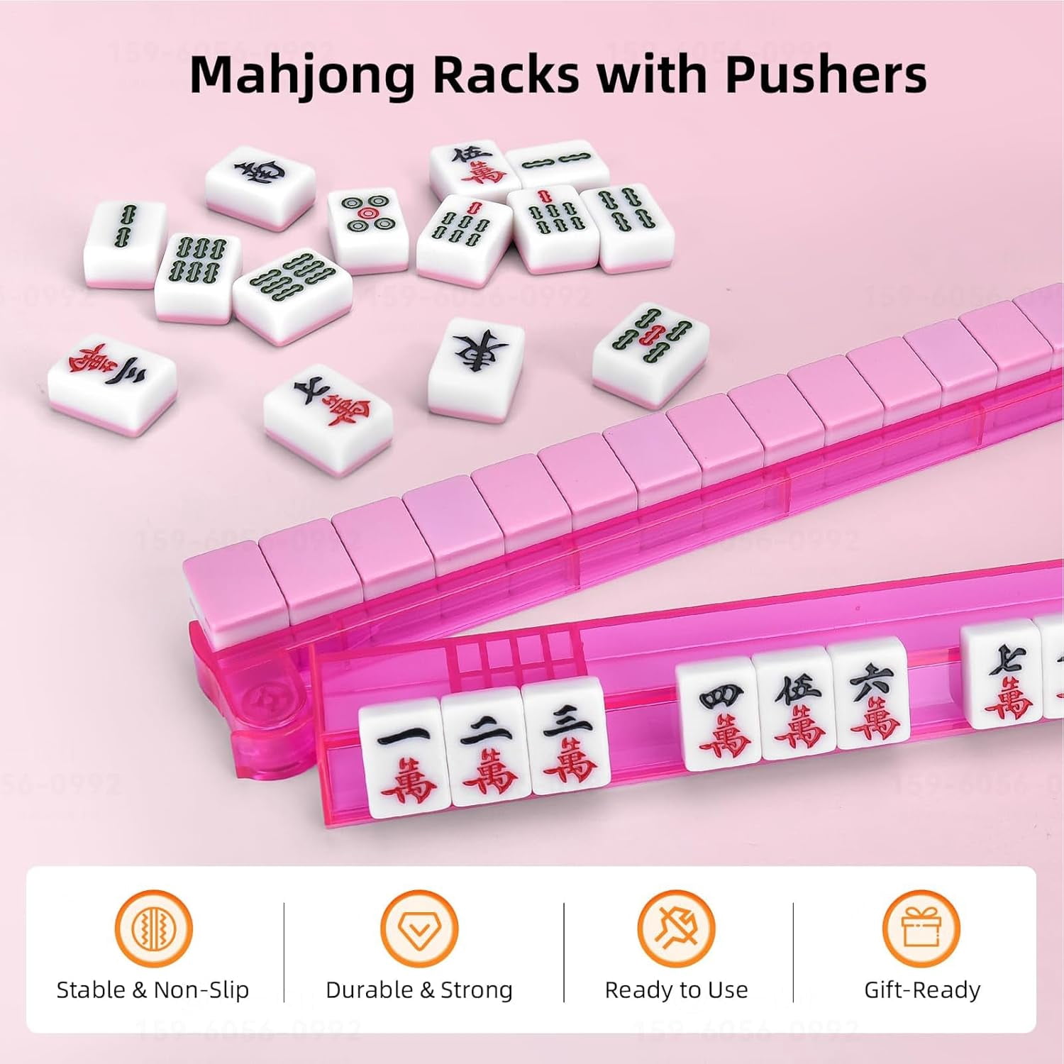 4-Pack Clear Acrylic Mahjong Racks with Pushers – Tile Holders for American Mah Jong