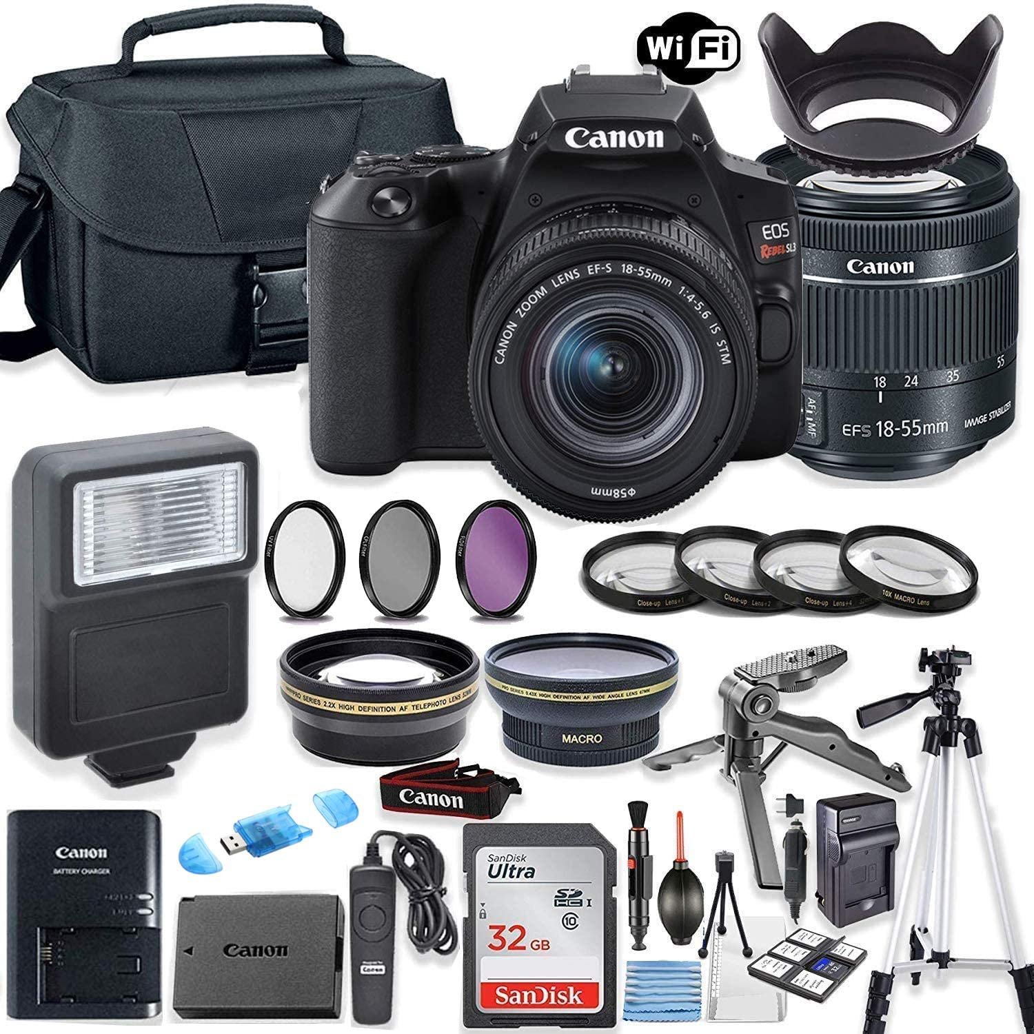 Canon EOS Rebel SL3 DSLR with EFS 1855mm STM Lens, 32GB Memory, Case