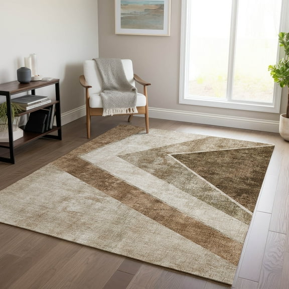 Addison Rugs Chantille Indoor/Outdoor Transitional Geometric Brown Washable Rectangle Rug, 10' x 14'