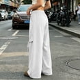 thumbnail image 6 of Pants for Women Wide Leg Sweatpants Solid Color Loose Elastic Waist Drawstring Bow Tied Strap Sweatpants Fall Sweatpants with Pockets Casual Lounge Travel Pants, 6 of 9