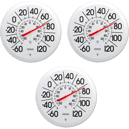 Taylor Precision Products Springfield Big and Bold Low Profile Patio Thermometer 13.25-Inch, 3 Pack