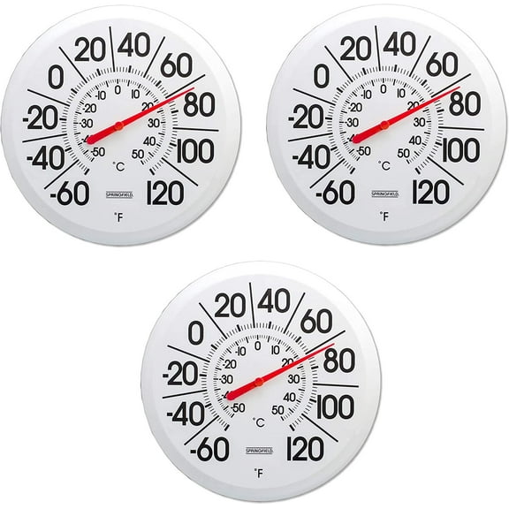 Taylor Precision Products Springfield Big and Bold Low Profile Patio Thermometer 13.25-Inch, 3 Pack