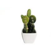 K-Cliffs Artificial Mini Succulent 3 to 5 Cactus in White Ceramic Cube Pot 4pcs Set,Ball Cactus - 2.25 W X 3.25 H X 2.25 D; Fairy Castle Cactus - 2.25 W X 5 H X 2.25 D; Prickly Pear Cactus - 2.2