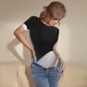 thumbnail image 3 of Balery Black White Fluid Sculpture Body de cuello redondo de manga corta para mujer Tops de manga corta Tops básicos-Medium, 3 of 7