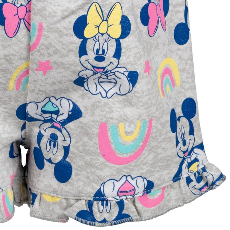 Disney Minnie Mouse Toddler Girls T-Shirt and French Terry Shorts Outfit  Set Toddler to Little Kid 