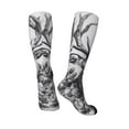thumbnail image 5 of Lsque Monochrome Deer Floral Printed Crew Socks Men's Women's LightWeight Thin Casual Calf Socks ,Knee High Socks,Cotton Socks, 5 of 9