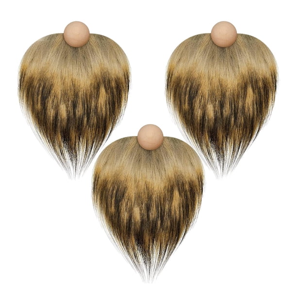 3 piezas de barbas de gnomo, bolas de madera sin terminar, nariz de gnomo de madera, barba de gnomo, artesanía de piel E