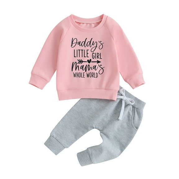 Daddys Girl Baby Clothes 6M 12M 18M 24M 3Y Toddler Sweatshirt Pants Outfit Fall Winter Long Sleeve Top Clothes Infant  Set