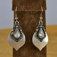 thumbnail image 2 of QQTDFG Vintage 925 Silver Ear Hook Moonstone Dangle Drop Earrings Women Wedding Jewelry-Red, 2 of 3