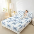 thumbnail image 4 of Feelyou Blue Princess Bowknot Twin Sheet Sets for Kids, Initial B Letter Twin Fitted Sheet, Watercolor Ribbon Flat Sheet, Luxury Bedroom Decor, 3-Piece, 4 of 7
