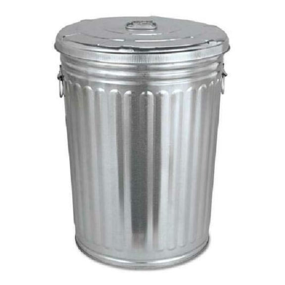 New Pre-Galvanized Trash Can with Lid Round Steel 20gal Gray