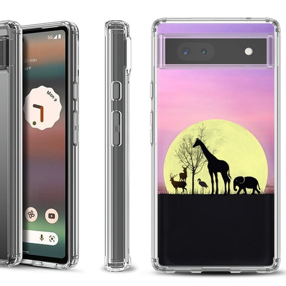 Shockproof Bumper Phone Case for Google Pixel 6a, by OneToughShield ® - Moonlight Safari
