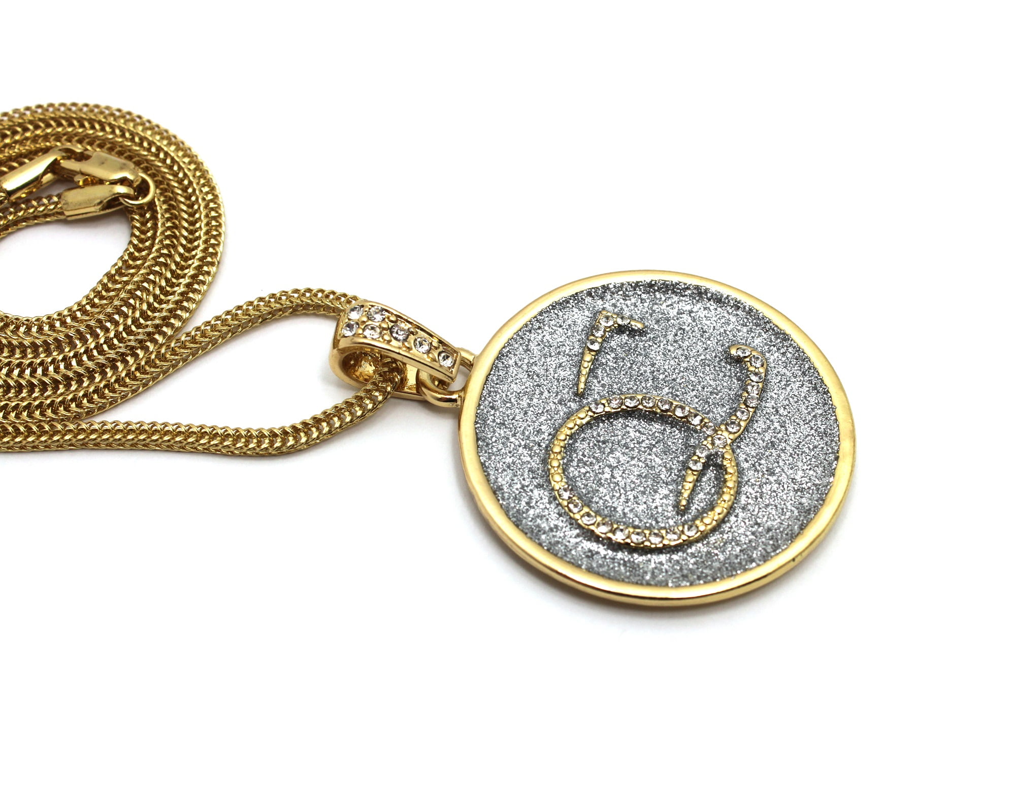 Stone Stud Initials QC Dusted Pendant w 3mm 24