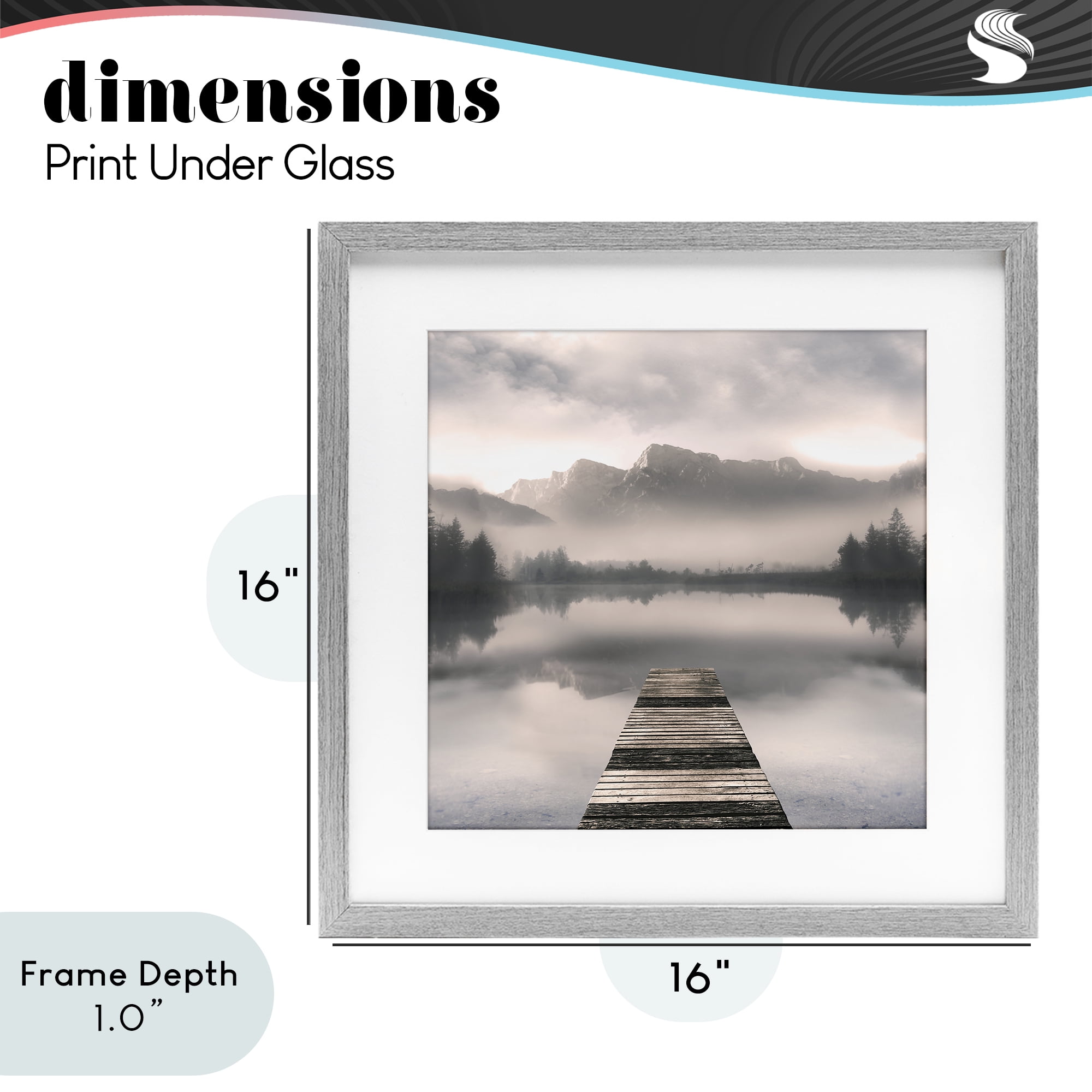 Stupell Industries Calm Reflective Waters & Mountains Gray Framed Print Under Glass, design by Irene Weisz