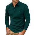 thumbnail image 4 of Men Polo Shirts Fall Winter Long Sleeve Tops Solid Color Button Down Collared Casual Soft Dress Shirts for Men, 4 of 9