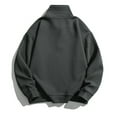 thumbnail image 4 of Blusa y camisa de cuello vuelto de manga larga para hombre, sudadera con cremallera, polar, verde, marrón, gris, media cremallera, lisa, deportiva, para exteriores, uso diario, vacaciones, ropa de cal, 4 of 4