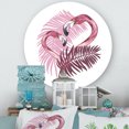 thumbnail image 2 of Designart 'Pink Flamingo In Tropical Summer II' Tropical Circle Metal Wall Art 23x23 - Disc of 23, 2 of 5