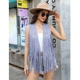 thumbnail image 6 of Yesfashion Women's Fringe Vest 70s Hippie Sleeveless Tassel Long Cardigan Jacket Cowgirl Western Tops, 6 of 9