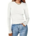 thumbnail image 2 of FAIWAD Women's Slim Round Neck Long Sleeve Basic Top Fall Winter Basic Solid Color Pullover Top, 2 of 6