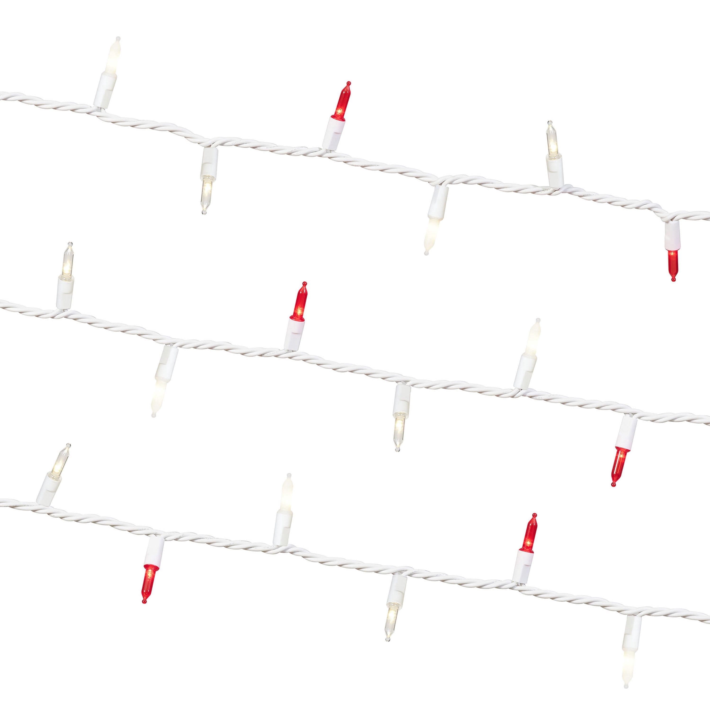 Indoor/Outdoor 50-Count LED Mini Christmas String Lights, Red and Frosted Warm White, White Wire, 9.5', by Holiday Time