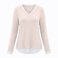 thumbnail image 4 of Tqcoqu Women's Faux Two Piece Ribbed Knit Top,V Neck Long Sleeve Layered Hem Slim Fit Casual Pullover Blouse, 4 of 6