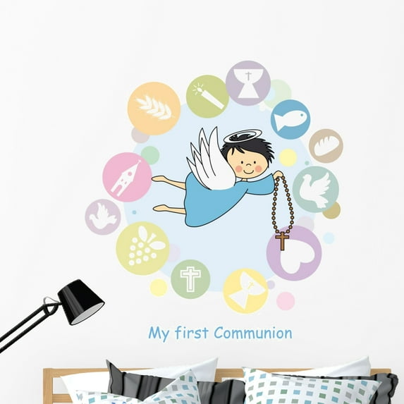 First Communion Angel Boy Wall Decal Wallmonkeys Peel and Stick Graphics (48 in H x 48 in W) WM502951