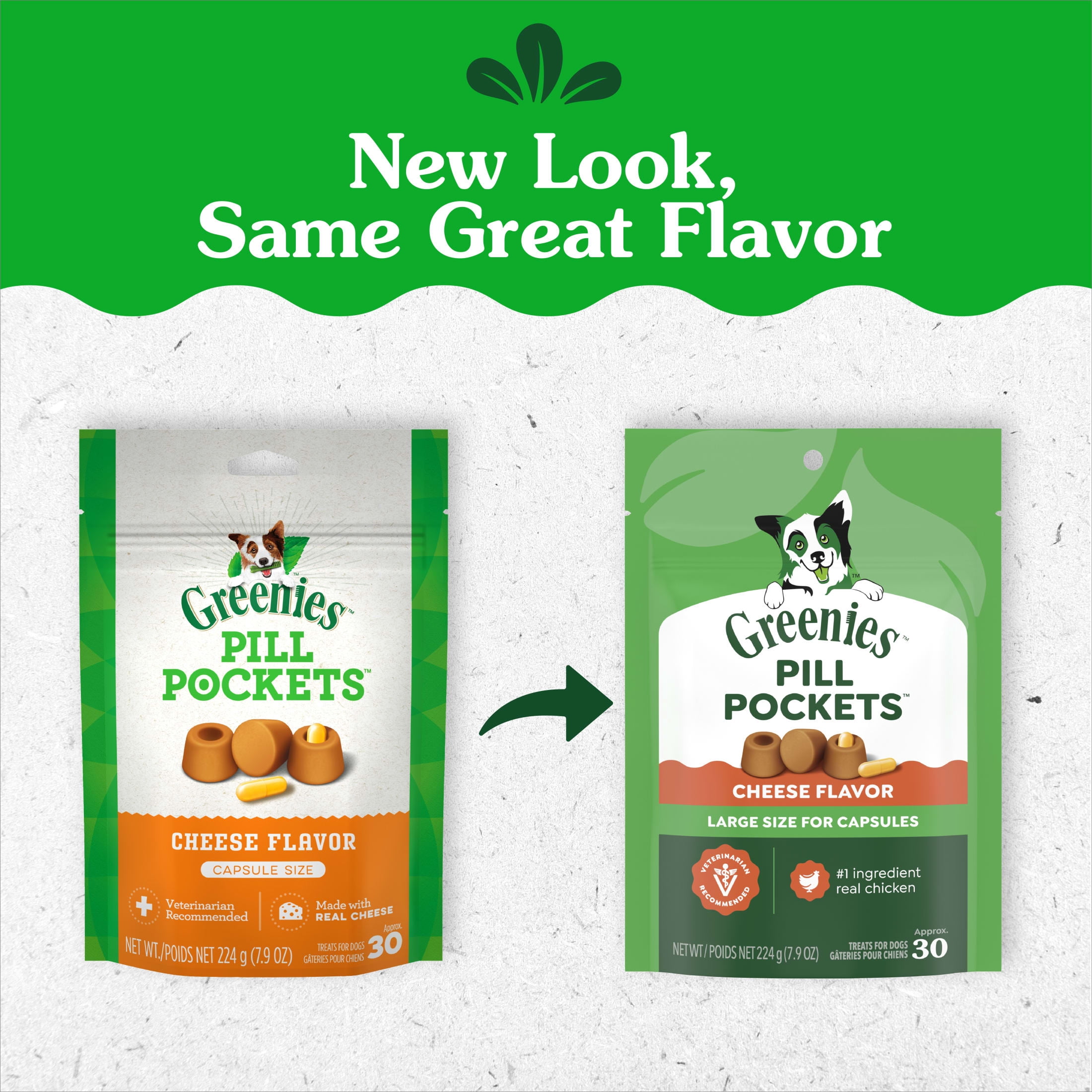 Greenies Pill Pockets Cheese Flavor Capsule Size Soft Treats for Dogs, 7.9 oz Pouch (30 Treats)