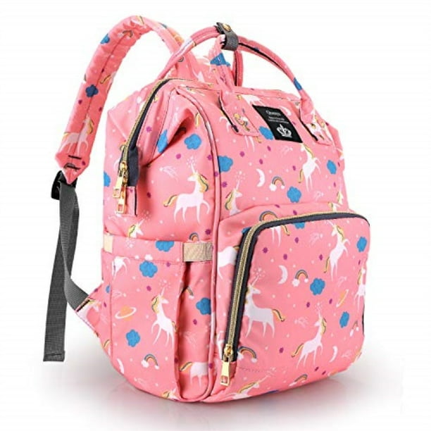 diaper bag backpack for girls/boys,unicorn baby nappy bags, pink