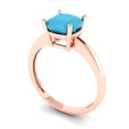 thumbnail image 2 of Clara Pucci 14K Rose Gold Solid Gold Turquoise Solitaire Anniversary Ring for Women - 2 cttw Cushion Cut, 2 of 7