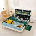 thumbnail image 2 of Catabedysis Starry Camping Bed Sheets,Bear Tent Print Full Size Sheets For Boys,Multicolor,4pcs,1 Flat Sheet, 1 Fitted Sheet and 2 Pillowcases, 2 of 6