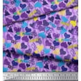 thumbnail image 2 of Soimoi Purple Moss Georgette Fabric Text,Brush Stroke & Colorful Heart Fabric Prints By Yard 42 Inch Wide, 2 of 3