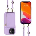 thumbnail image 3 of Feishell for iPhone 12/iPhone 12 Pro Crossbody Wallet Phone Case with Hand Strap & Shoulder Strap,Premium PU Leather RFID Blocking Card Slots Zipper Pocket Back Purse Kickstand Phone Case,Purple, 3 of 12