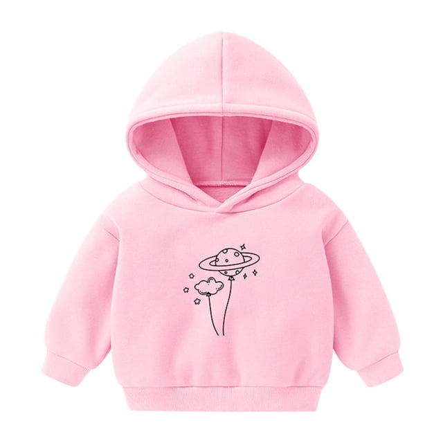 2025 3-8 Ans Bébé Fille et Garçon Sweat à Capuche Décontracté Manches Longues Imprimé Hauts Rose