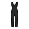 thumbnail image 6 of Wycnly Womens Jumpsuits Loose Soft Knitted Ribbed Long Jumpsuits Casual Summer Trendy Solid V-Neck Sleeveless Maxi Rompers for Women, 6 of 7
