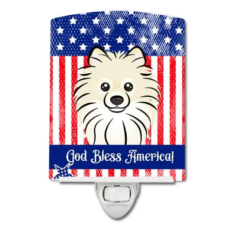 

Caroline s Treasures BB2137CNL Flag and Pomeranian Ceramic Night Light 6x4x3 multicolor