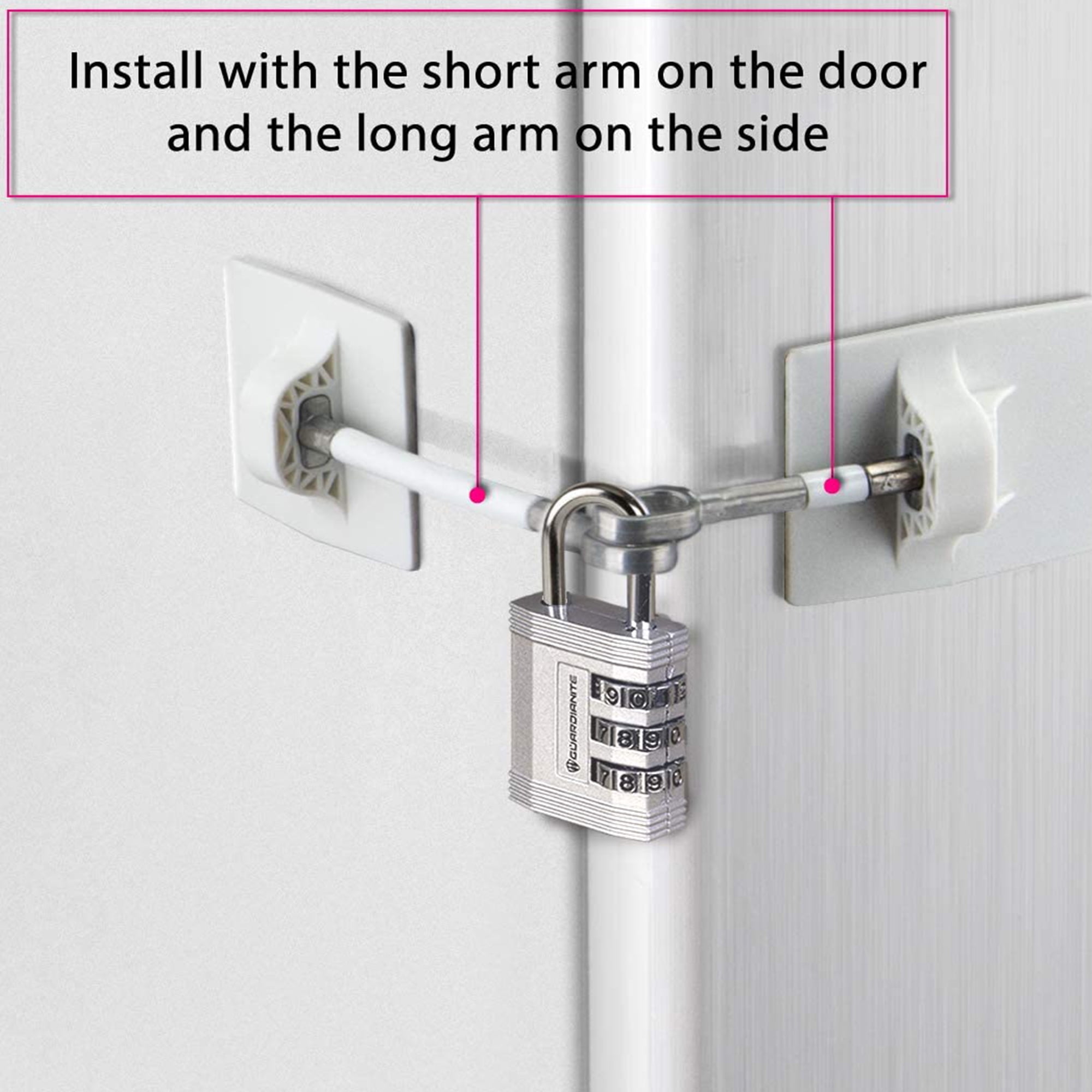 Computer Security Products Refrigerator Lock Fridge Freezer Security White with Silver Combination Padlock