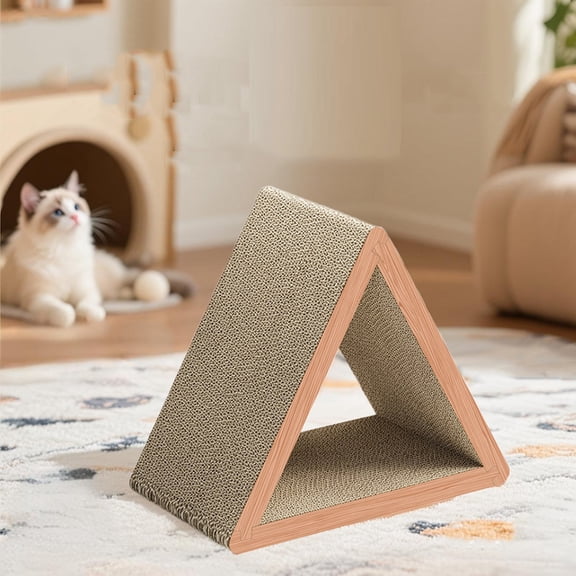Triangular Cat Scratcher Cardboard Cat Scratching Pad No Mess Corrugated Cat Scratcher for Indoor Cats Multi Angle Durable Pet Toy One Pack