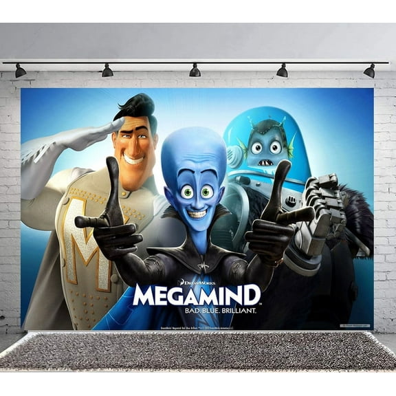 Megamind Backdrop Banner Party Supplies Poster Movie Theme Background for Photography Birthday Decorations