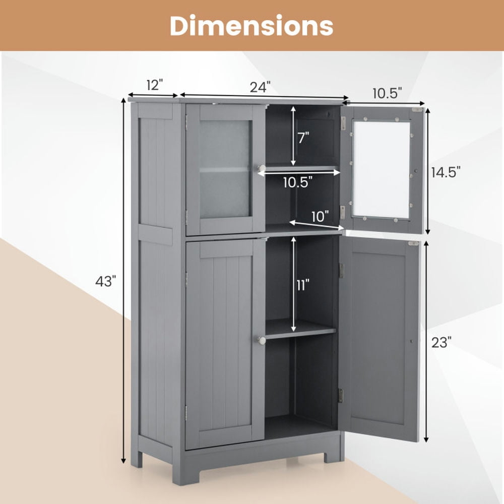 Finihen Bathroom Storage Cabinet, Bathroom Floor Cabinet, Bathroom Floor Storage Locker Kitchen Cabinet with Doors and Adjustable Shelf, for Bathroom, Living Room, Bedroom, Kitchen, Gray Finihen Bathroom Storage Cabinet, Bathroom Floor Cabinet, Bathroom Floor Storage Locker Kitchen Cabinet with Doors and Adjustable Shelf, for Bathroom, Living Room, Bedroom, Kitchen, Gray