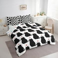 thumbnail image 3 of Manfei Kawaii Black Cat Twin Bedding Sets 7-Piece for Kids, Cartoon Love Heart Bedding Comforter Set, Cute Kitten Animal Reversible Sheet Sets, Luxury Bedroom Decor, 3 of 7