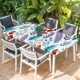 thumbnail image 2 of Spring Leaves Table Cloths for 4 Foot Rectangle Tables, Watercolor Leaf Botanical Nature Light Blue Patio Waterproof Elastic Fitted Tablecloths, Washable Rectangular Table Cover for Camping, 2 of 8