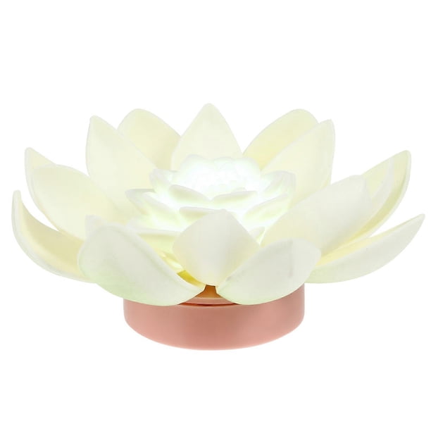 LED Floating Lotus Lantern Wishing Water Lily Artificial Candle Flower Lanterns Pool Decor for Festival Party (White)