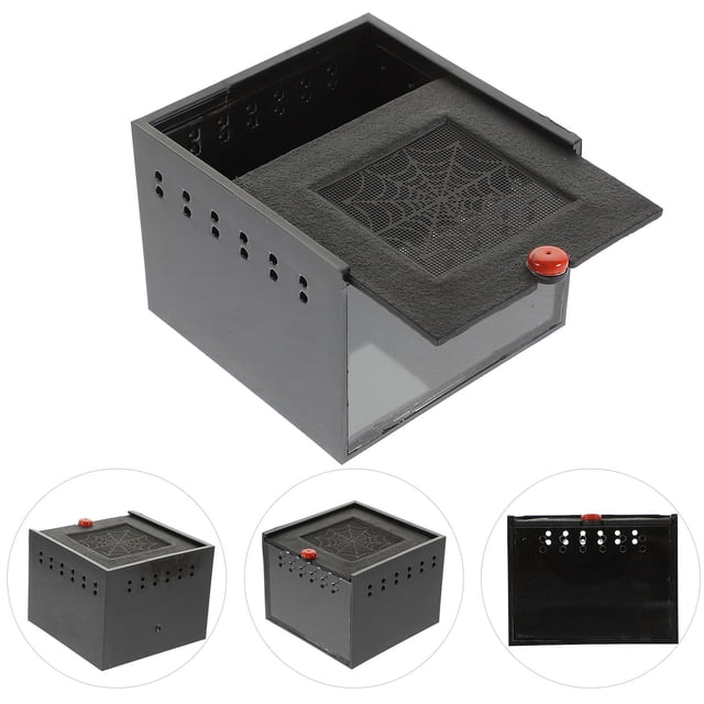 WASHWEPE Caja De Alimentación Para Reptiles Con Ventilación Total Color Negro Para Mascotas