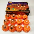 thumbnail image 4 of SDJMa Halloween Pumpkin Lights, 12 Pcs 1.7"x1.9" Jack-O-Lantern Tea Light, Mini Halloween LED Pumpkin, Battery Operated Flameless Pumpkin Candles Lamp for Halloween Party Table Ornament, 4 of 8