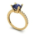thumbnail image 2 of 1.71 ct Round Cut Simulated Blue Sapphire Solitaire with Accents Engagement Ring for Women in 18K Yellow Gold, 2 of 5
